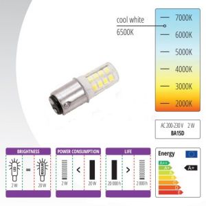 Žiarovka LED 230 V,  2 W s bajonetom